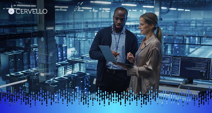 Profissionais de TI discutem estratégias de escalabilidade de TI em ambiente moderno, destacando inovação e crescimento tecnológico.